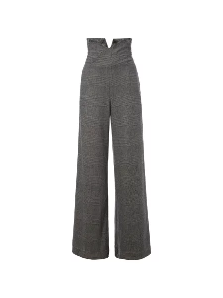 Pantaloni Monse în carouri cu rever gri