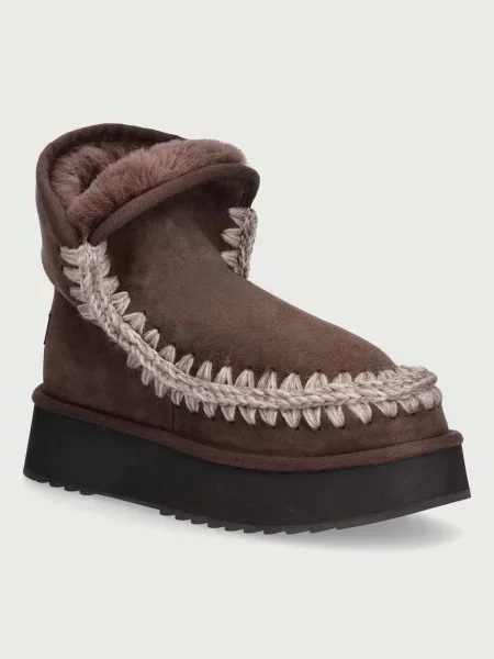 Mou Platform Boot Suede cizme de zăpadă pentru femei din piele întoarsă maro