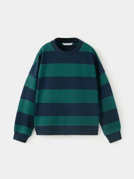 Bluza w paski boxy fit Dzieci lata MANGO KIDS zielony
