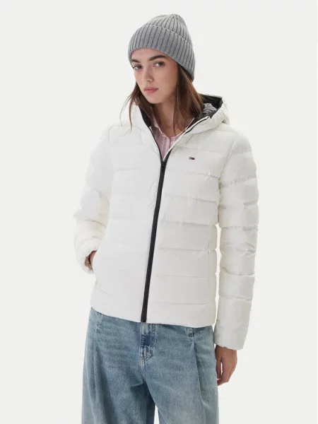 Vatovaná bunda Tommy Jeans bílá