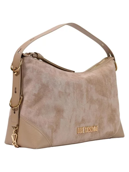 Geanta hobo Love Moschino din piele bej
