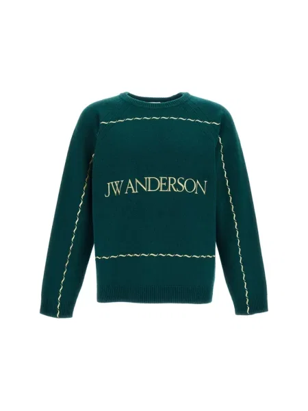 Sweter Jw Anderson wełniany z logo zielony
