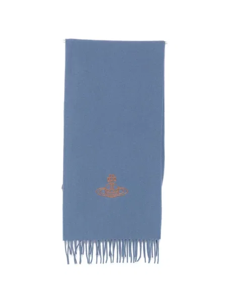 Fular Vivienne Westwood cu franjuri albastru