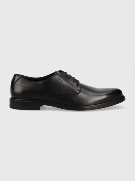 HUGO De piele pantofi derby Kerr negru