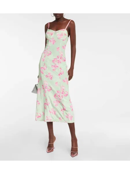 Rochie midi Loveshackfancy până la genunchi de costum verde
