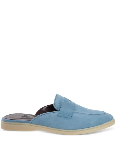 Papuci tip mules Bougeotte din piele de căprioară albastru