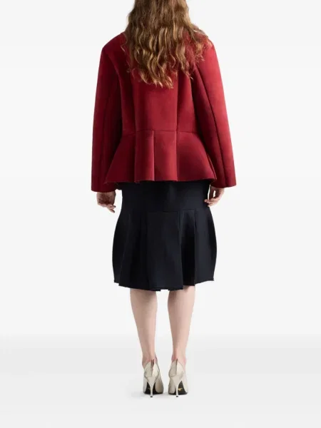 Spódnica plisowana Prada z kokardką do kolan niebieska