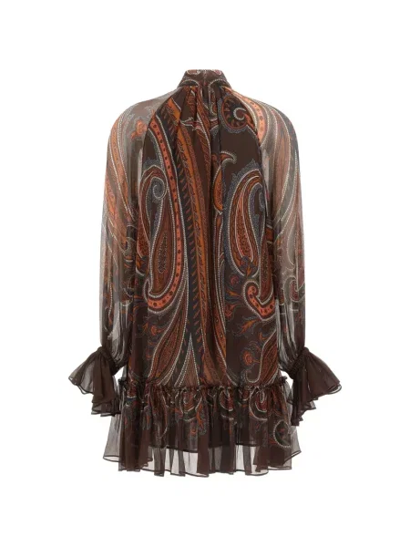 Rochie mini Etro cu imagine cu model paisley maro