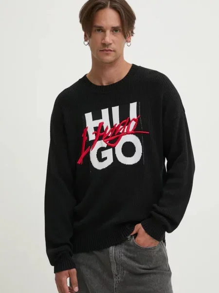 HUGO Pulover Semou negru