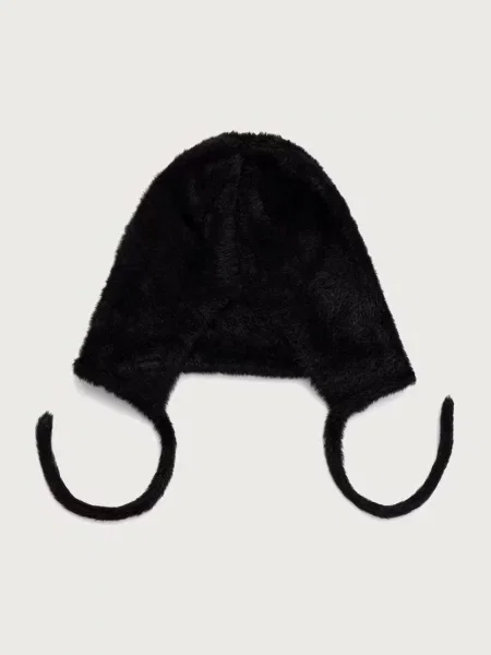Kangol căciulă cu urechi pentru femei FAUX FUR KNIT BONNET negru