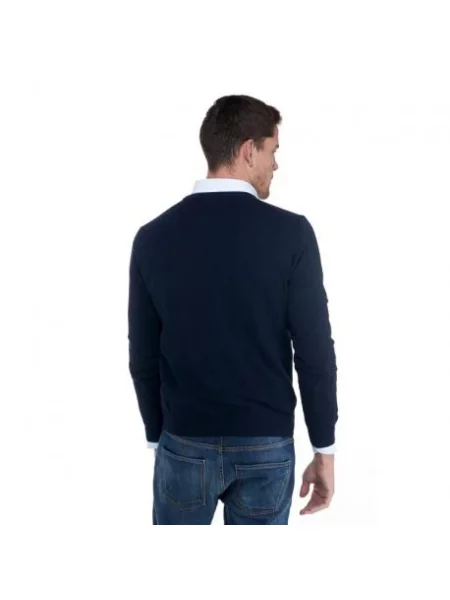 Sweter Harmont & Blaine z okrągłym dekoltem niebieski