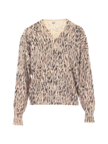 Pulover Liu Jo cu imagine cu model leopard cu decolteu în V