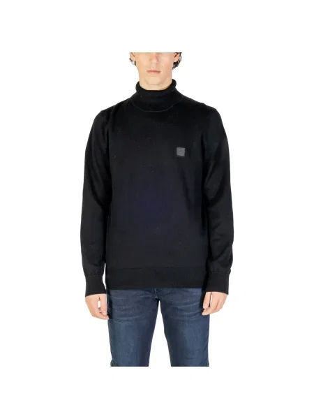 Pulover Boss cu guler înalt negru