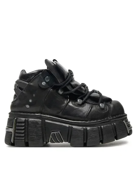 New Rock bőr sportcipő Itali Negro + Nomada Negro + Tower Negro Acero fekete