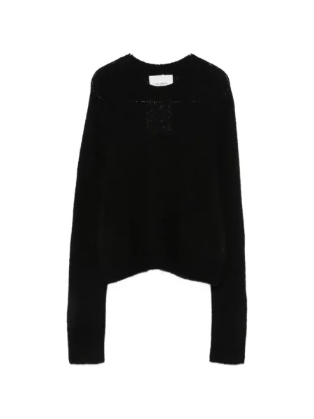 Lung pulover Lisa Yang cu decolteu rotund negru