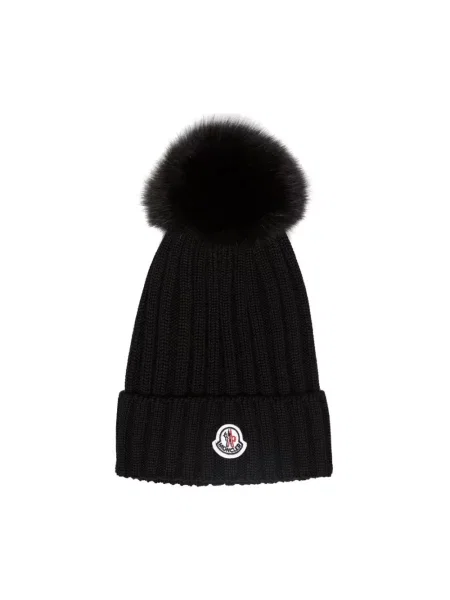 Czapka Moncler wełniana czarna