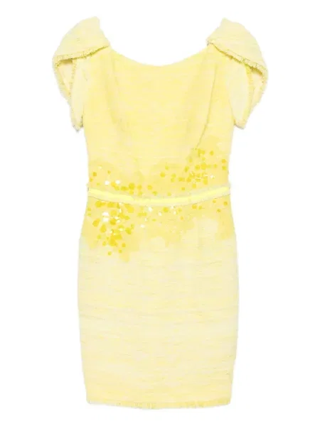 Rochie mini Gemy Maalouf cu paiete de costum galben