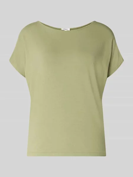 T-shirt o kroju loose fit z mieszanki S.oliver Red Label zielona