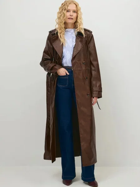 Műbőr elegáns kabát Bizuu barna