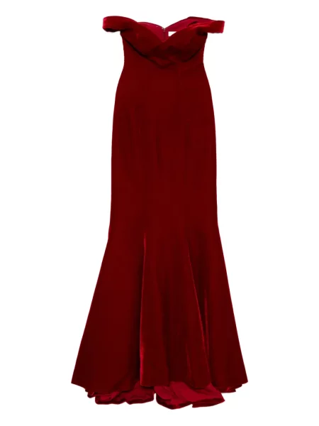 Rochie Saiid Kobeisy de catifea de costum roșu
