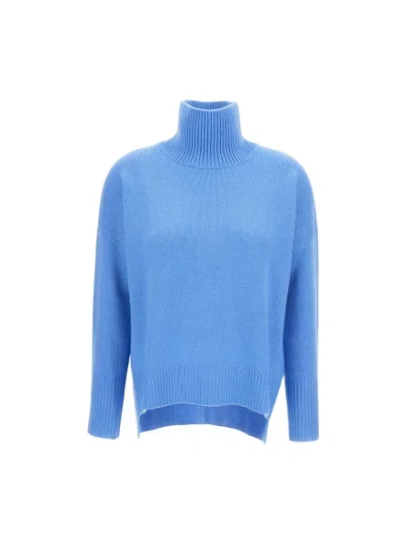 Sweter z golfem Lisa Yang asymetryczny do golfa niebieski