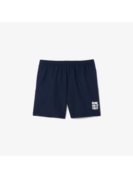 Lacoste Szorty Kąpielowe W Kolorze Granatowym Z Nadrukiem granatowy