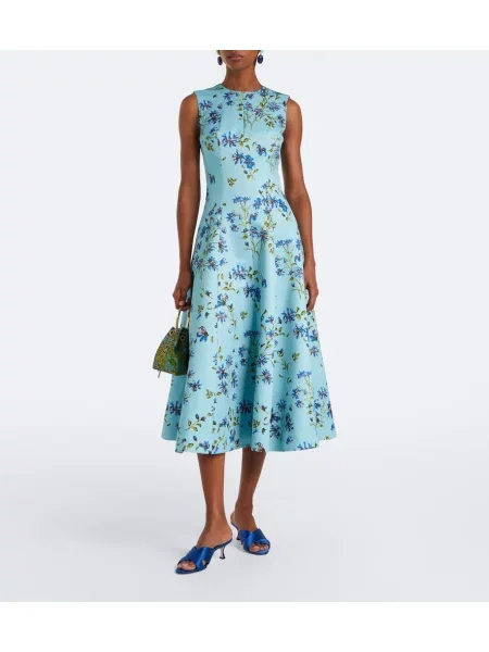 Rochie midi Emilia Wickstead cu model floral albastru