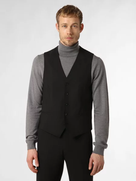 Finshley & Harding London kamizelka modułowa Mężczyźni Slim Fit jednolity 54 czarny