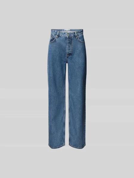 Jeansy o kroju straight fit z czystej Won Hundred niebieskie