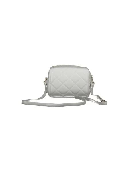 Lniana torebka crossbody Valentino pikowana szara
