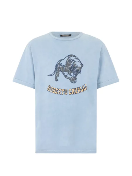 Tricou Roberto Cavalli cu imagine albastru