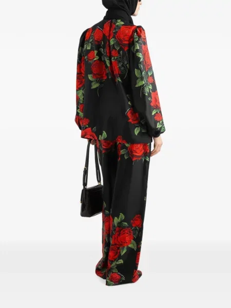 Μεταξωτό πουκάμισο Dolce & Gabbana με σχέδιο μαύρο