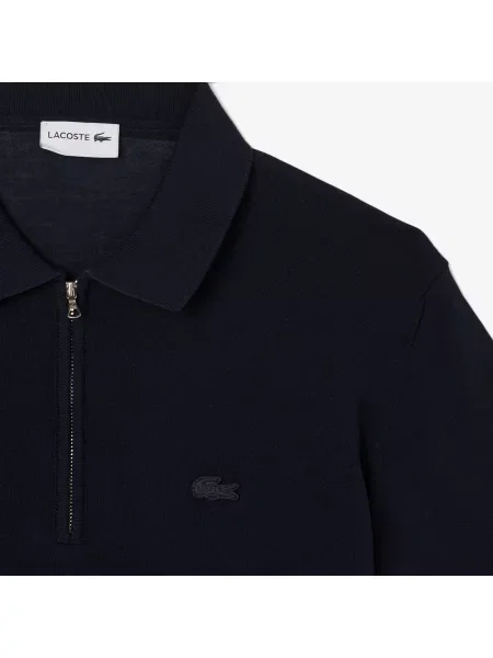 Lacoste Sweter Z Kołnierzykiem Polo Z Krótkim Rękawem Classic Fit granatowy