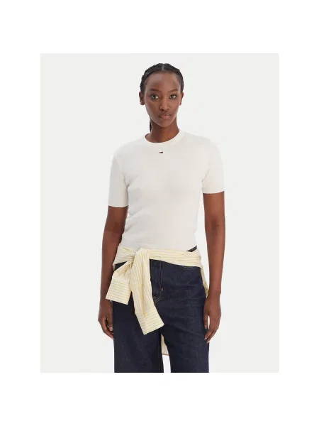 Tommy Jeans T-shirt Essential Krem Regular Fit bež
