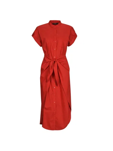 Rochie mini Lauren Ralph Lauren cu mâneci scurte scurtă de costum roșu