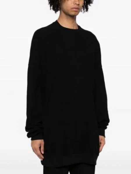 Džemperis Rick Owens apvaliu kaklu juoda