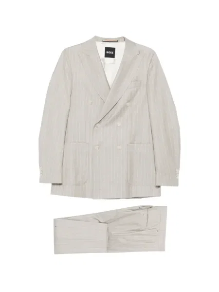Costum Boss cu dungi de costum gri