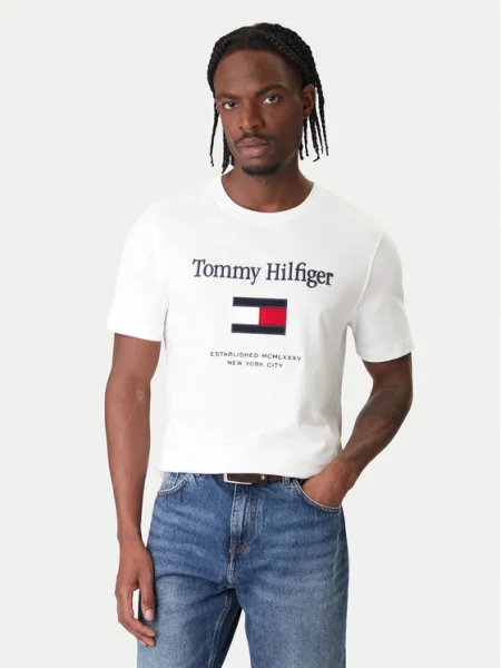 Tommy Hilfiger Tricou Embro Flag alb