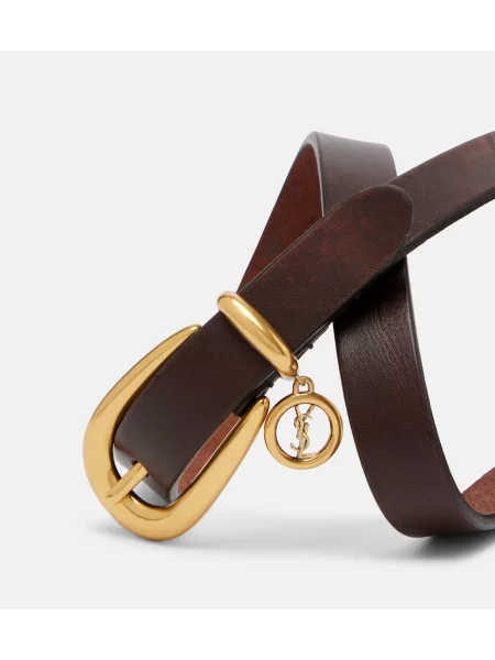 Cu centură curea Saint Laurent din piele maro