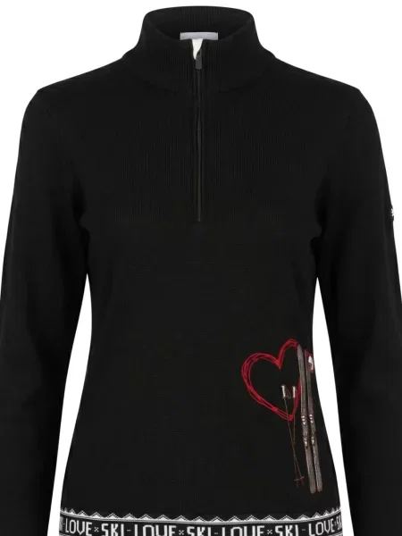 Pulover Newland cu motiv cu inimi negru