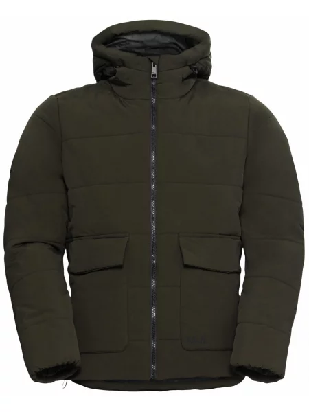 Пуховик Jack Wolfskin с капюшоном хаки