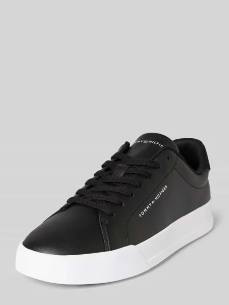 Sneakersy niskie z mieszanki skóry Tommy Hilfiger czarne