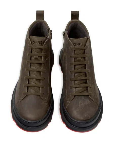 Botine Camper cu șireturi din piele biker verde