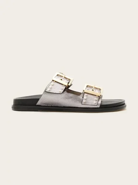 AllSaints șlapi de piele Magda Stud Sandal argintiu