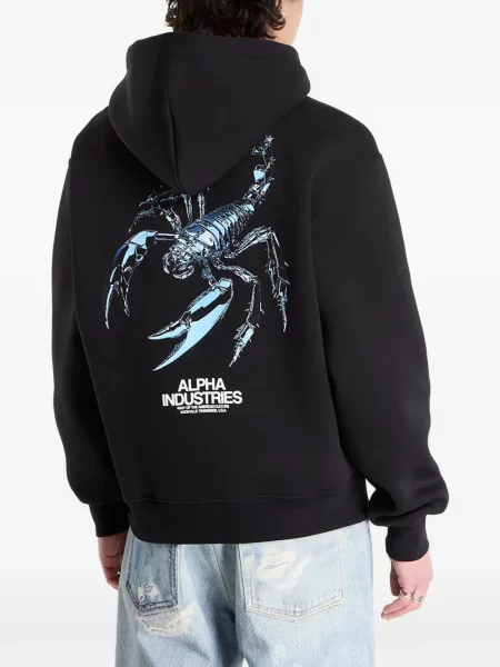 Hanorac cu glugă Alpha Industries negru
