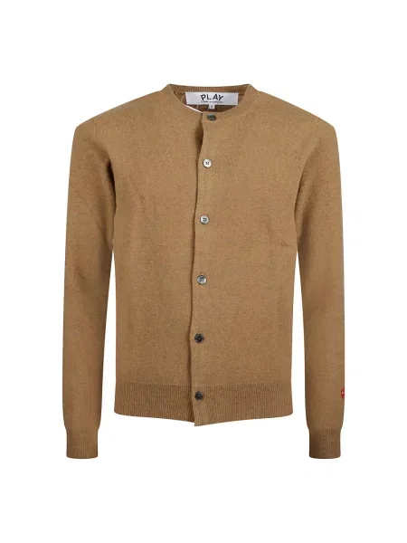 Mały kardigan Comme Des Garcons Play wełniany w serca brązowy