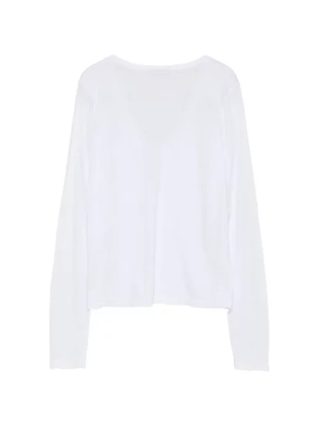 Lung tricou James Perse cu decolteu în V alb