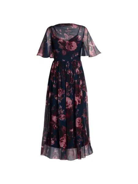 Rochie Erdem cu model floral cu imagine albastru