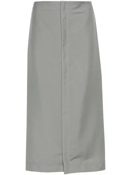 Fustă midi Fendi cu broderie până la genunchi gri