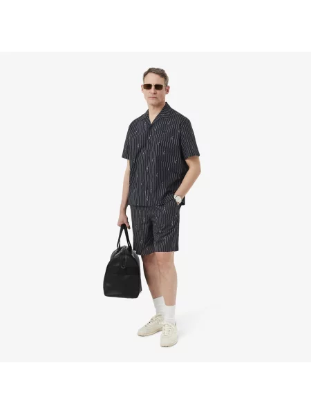 Lacoste Szorty W Paski Relaxed Fit czarne
